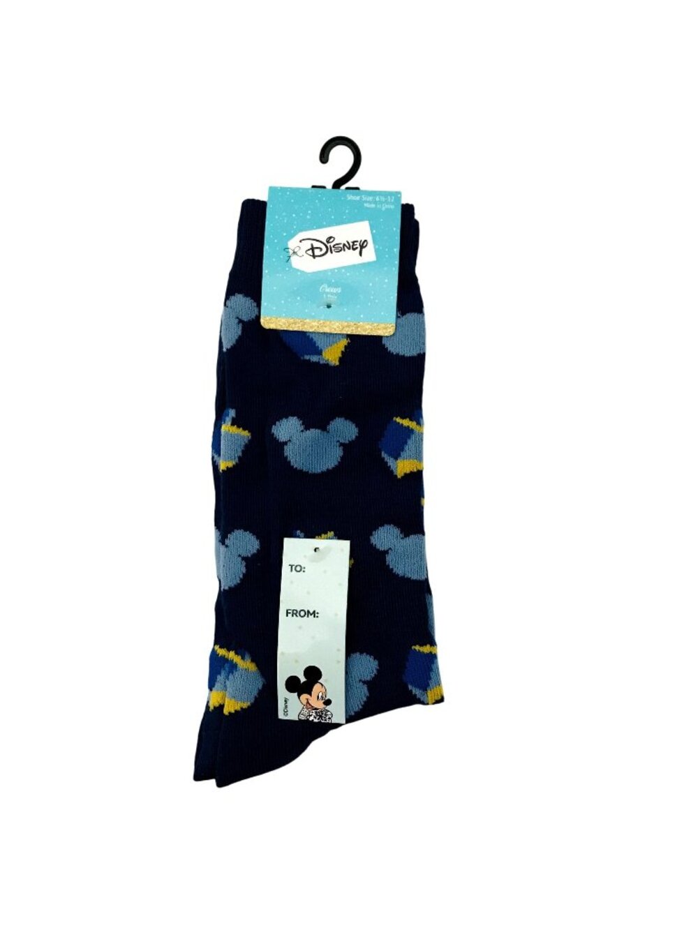 Disney Mickey Mouse Hanukkah Dreidel Men's Blue Crew Socks 6.5-12